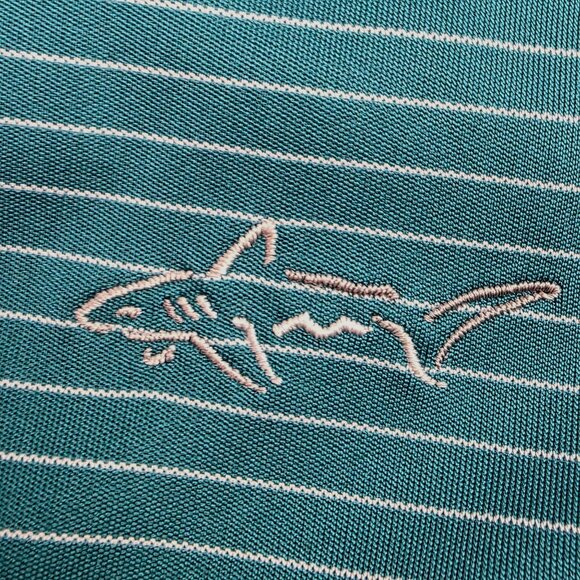 Greg Norman ML75 Polo Shirt Men's XL Green Striped Short Sleeve Stretch - Picture 7 of 8